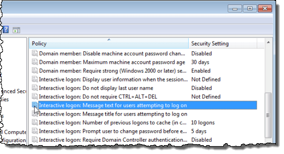 Double-clicking the message text setting